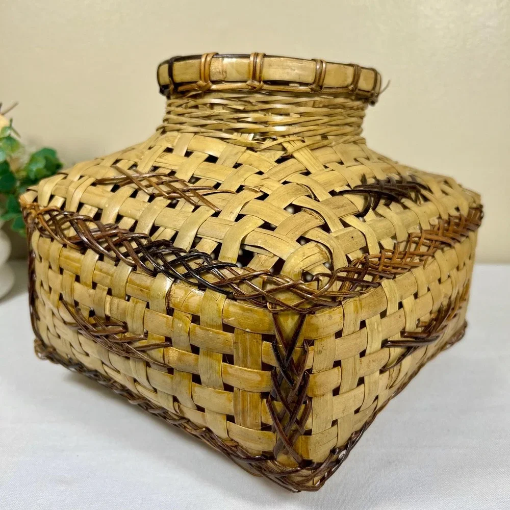Vintage Japanese KEBANA Bamboo Basket Vase